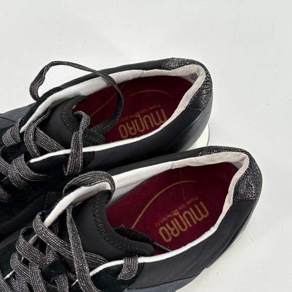 Munro Piper Sneakers 9.5 9.5W Wide Black NWOT Comfort Leather Travel - Picture 6 of 7